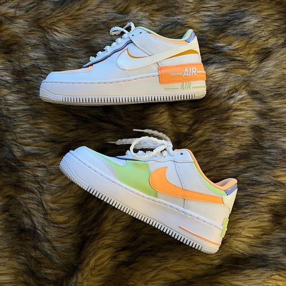 Nike Air Force 1 Shadow Platform Neon Orange and Green - Picture 6 of 8